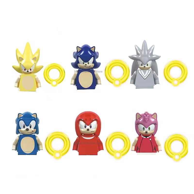 Model Kit Sonic - 6 adet/takım Anime Sonic Tuğla Gölge