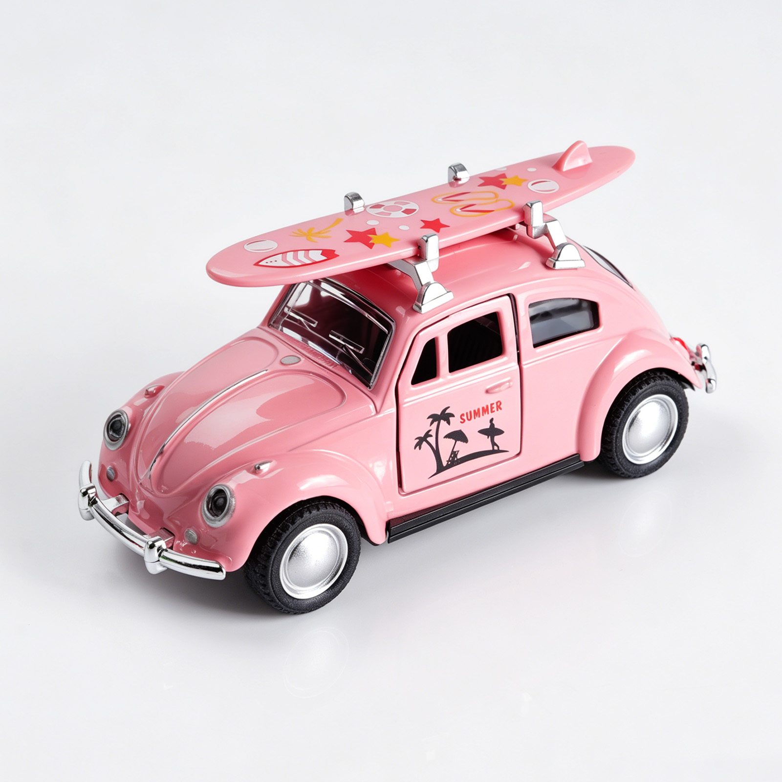 Model Kit Volkswagen - 1:36 Pembe Volkswagen Beetle Döküm Araba,