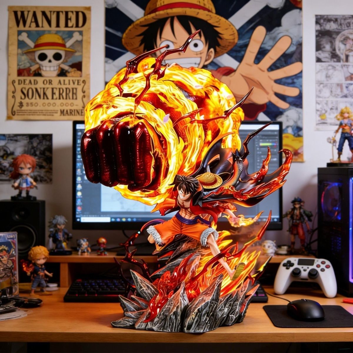 Model Kit Luffy - LZ Karmik Ateş Luffy 35CM Işıklı